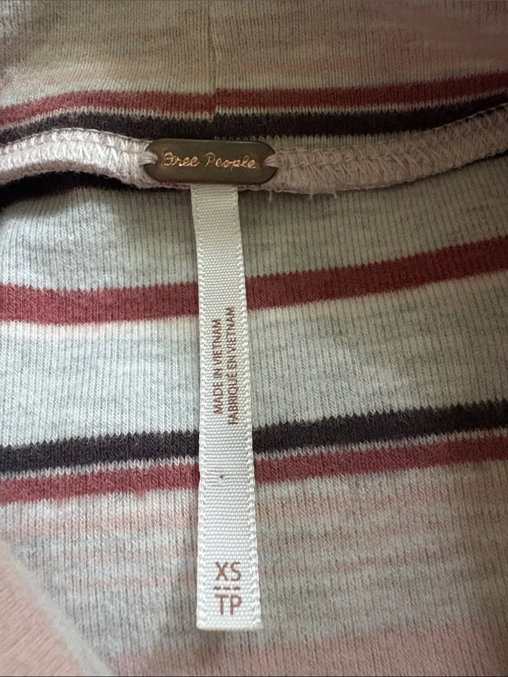 Free People Striped High-Low Long Bishop Sleeve Top XS